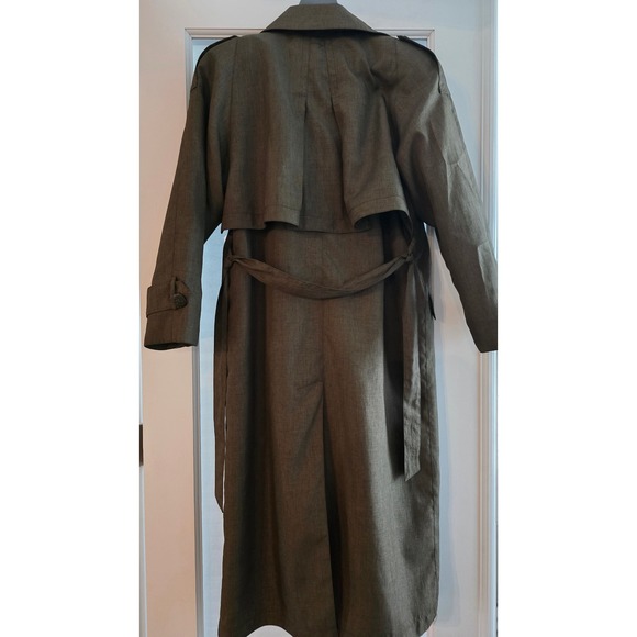 J. Gallery Petite Trench Coat Women 5/6 Olive Green Belted Double Breasted Liner - Picture 2 of 12